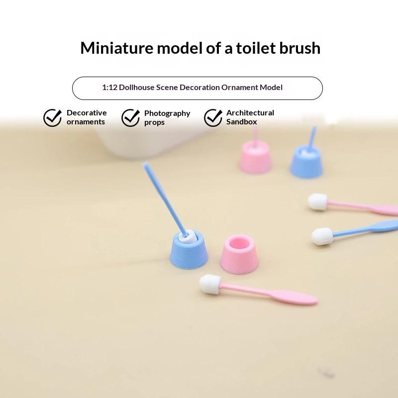 1 Set 1:12 Dollhouse Mini Simulation Long Handle Toilet Brush Model Cleaning Tool For Toilet Scene Toy Home Decor Accessories