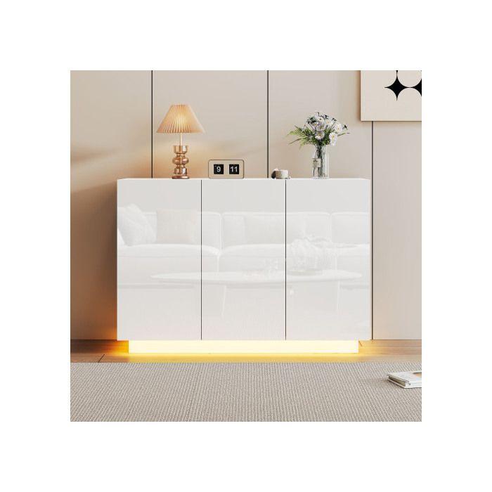 Armoire De Salle À Manger Ouverte Et Fermée, Buffet Blanc, Armoire De Foyer 120*40*75CM