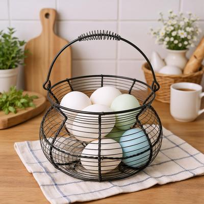 Cesta Pequeña para Huevos Estante de Almacenamiento Vintage con Asa Cesta de Huevos Estilo Granja para Cocina Picnic Cosecha Estilo Granja Pascua Navidad