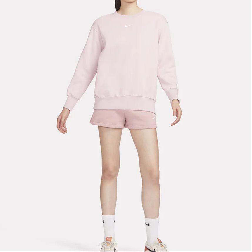 Nike Phoenix Fleece Solid Color Crewneck Sweatshirt Women Sweatshirt Gray Purple DQ5734-019