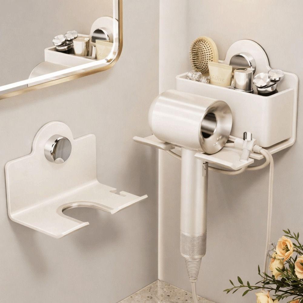 Punch Free Suction Cup Hair Dryer Holder Carbon Steel Hairdryer Stand Hair Dryer Bracket for Home