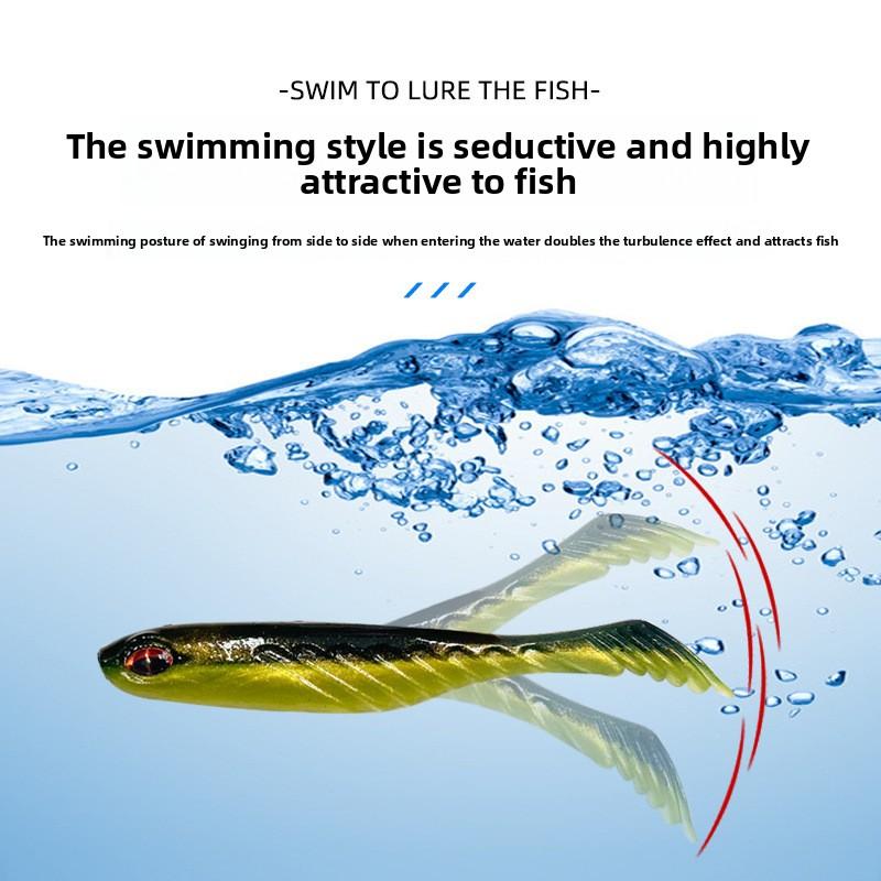 Luya Bait Artificial Soft Bait Fish T-Tail 3D Fish-Eye Lead Hook Crank Hook Light Seawater Pop Bass