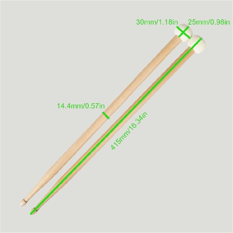 Double Head Drum Hammer Practice Playing Drum Mallets Timpani Drumsticks Percussion Instrument Felt Head Drum Sticks