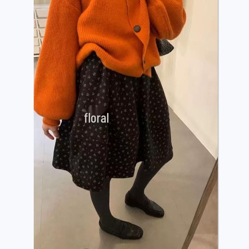 2025 Winter Korean Floral Slimming Skirt