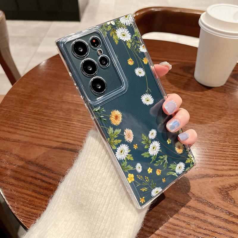 Small Flower Pattern Phone Case For Samsung Galaxy S26 S25 S24 S23 Ultra S22 Plus S24 S21 FE S25 Edge Shockproof Clear TPU Cover