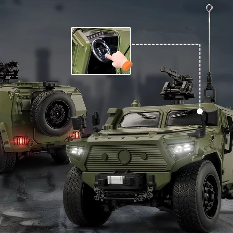 1/18 DONGFENG Warrior Military Alloy Armored Car Model Diecasts Metal Tank Explosion Proof Car Off-road Vehicles Model Sound Light Kids Toys Gift