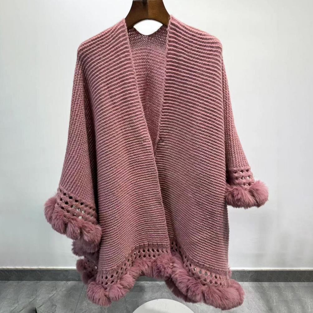 Elegant knitted classic cape-women's front closure autumn and winter new warm fashion wedding party evening dress shawl