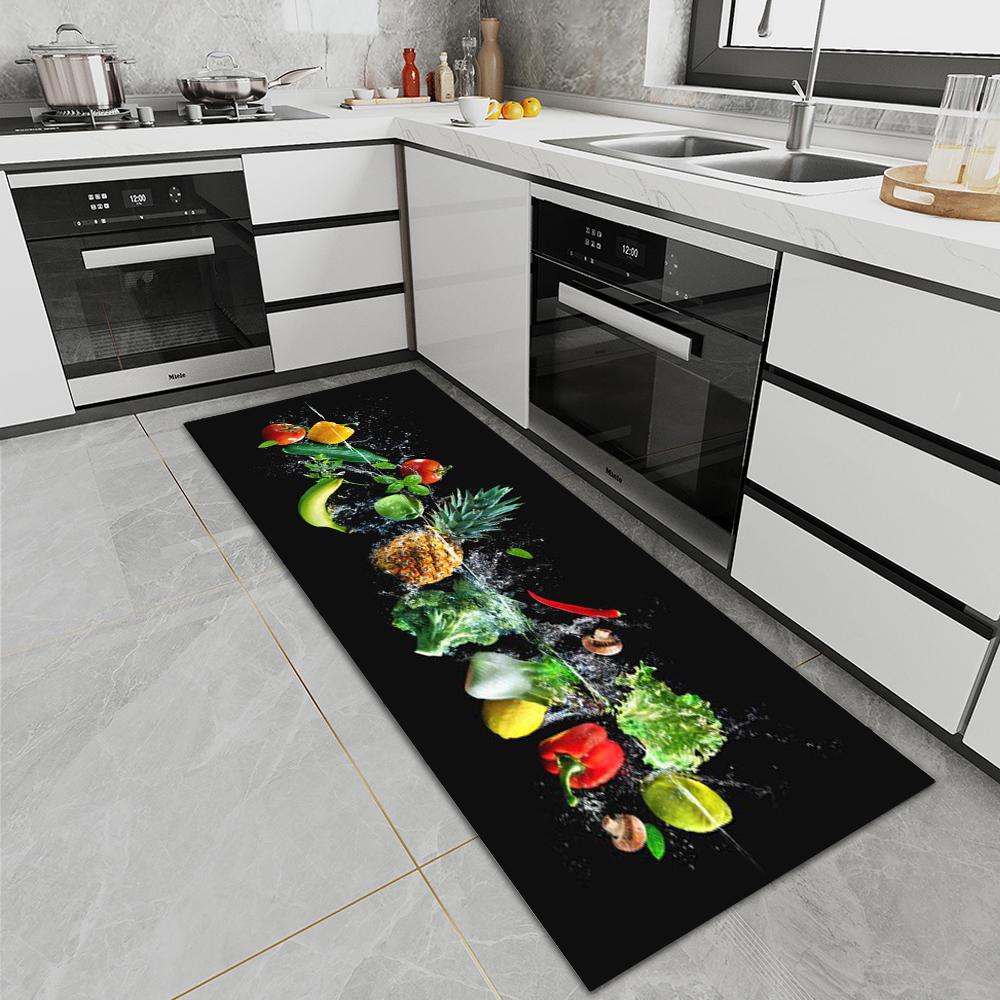 VIKAMA's New Household Tableware Entrance Rug Kitchen Absorbent Long Strip Bedroom Anti-Slip Crystal Velvet Floor Mat Home Decor