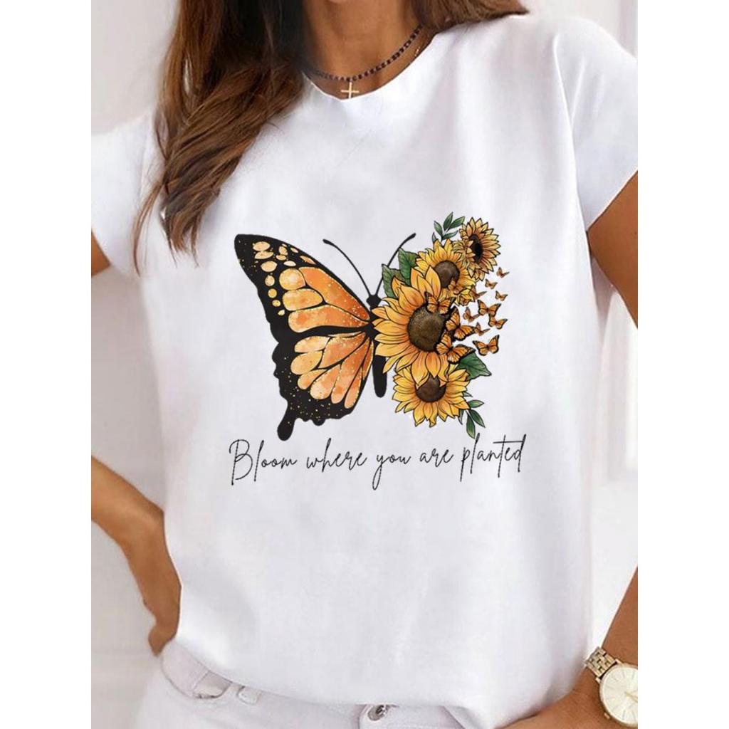 Sunflower Style Trend Cute T-shirt Ladies Fashion Basic Tee Top Clothes Women Graphic Short Sleeve Print T Shirt Clothing