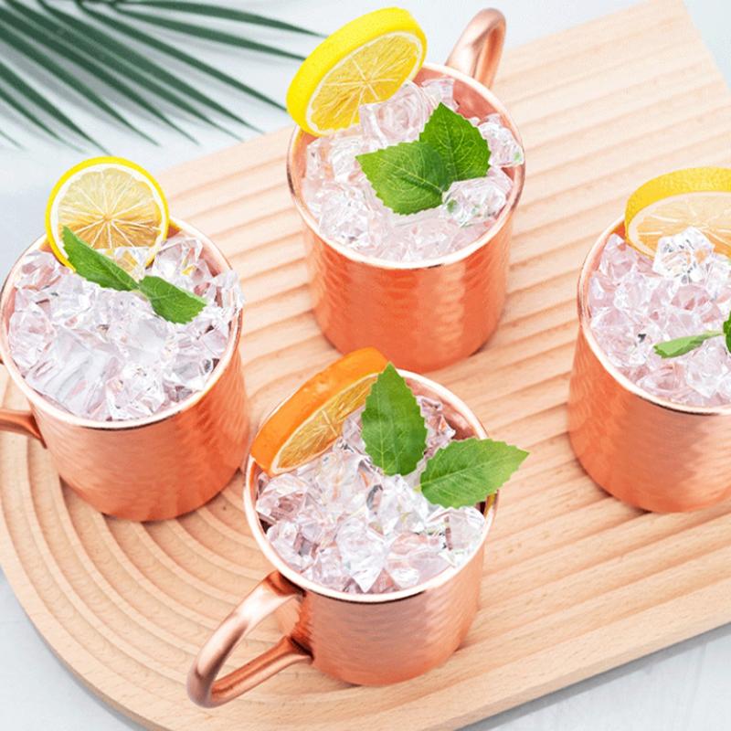 500Ml 100% Copper Moscow Mule Mug Cocktail Wine Cup Hammered Coppery Beer Mugs Coffee Mug Milk Cup Bar Cup Drinkware Durable