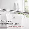 Shower Curtain Hooks, 12 Pcs Clear Shower Curtain Rings, Plastic Glide Roller Shower Hooks, Rust Proof Anti-Drop Shower Rings, Smooth Sliding Double