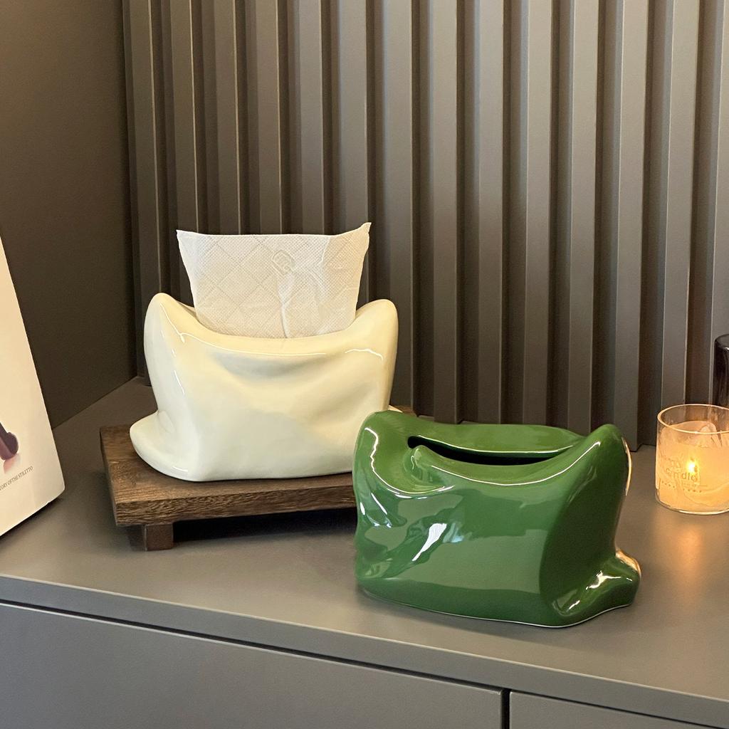 Luxury Retro Irregular Ceramic Tissue Box Home Living Room Coffee Table Decoration Napkin Box Creative Paper Box Decoration