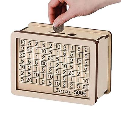 500/1000/2000/3000/5000/10000 EUR Salvadanaio in Legno Barattolo per Risparmio Denaro Scatola di Stoccaggio Contanti Monete Pianificatore di Spesa Organizzatore