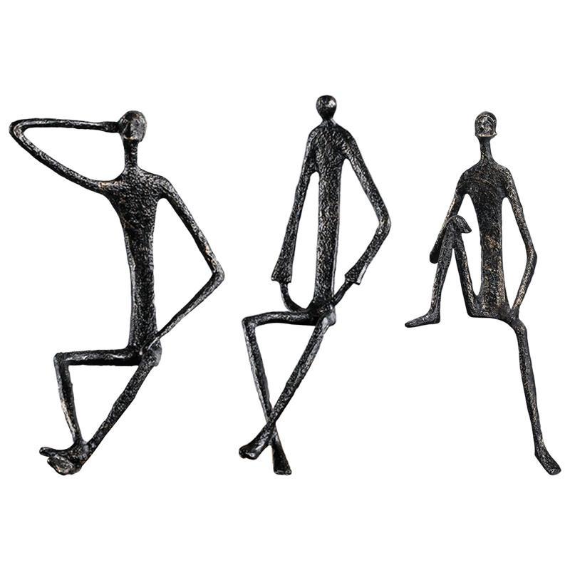 Abstrakte menschliche Figur Metallstatue Sammlerstück Kunstskulptur für Wohnzimmer Heimtischdekoration Geburtstagsgeschenk