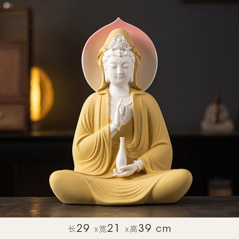 Free Pose Guan Yin Buddha Statue, White Ceramic Sitting Bodhisattva Sculpture, Serene Goddess of Mercy for Zen Home Temple Decor