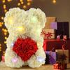 28cm Artificial Teddy Rose Multicolors Romantic Valentines Day Gift Flower Bear with LED Strip Girlfriend Women Anniversary Bear
