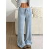 Women's Clothing, New Styles, Casual Pants, Striped, Solid Color, Elastic, Drawstring, Cotton, Straight Leg Pants