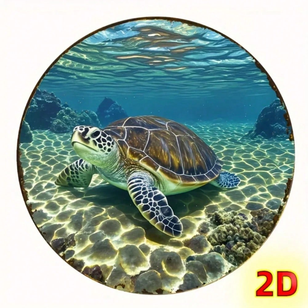 Metal Wall Art Sea Turtle Ocean Decor Waterproof Home Cafe 20x20 разноцветный