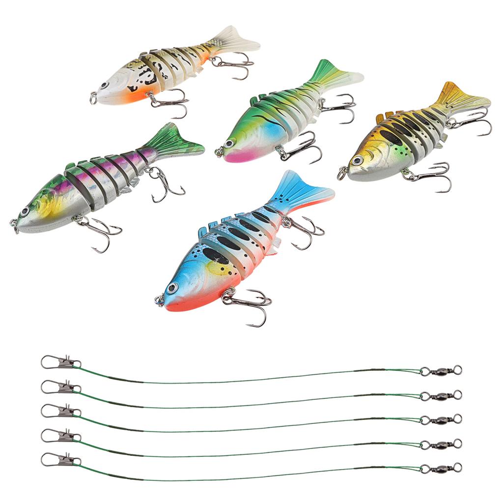 5 Pcs Multi Jointed Slow Sinking Swimbait Lure Pike Fish with Anti-bite Steel Wire 15cm 15g Lifelike Bait