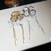 Flower Fairy~ Silver Needle Zircon Flower Tassel Earrings Sweet Holiday Wind Earrings Design Sense Super Fairy Earrings Girl