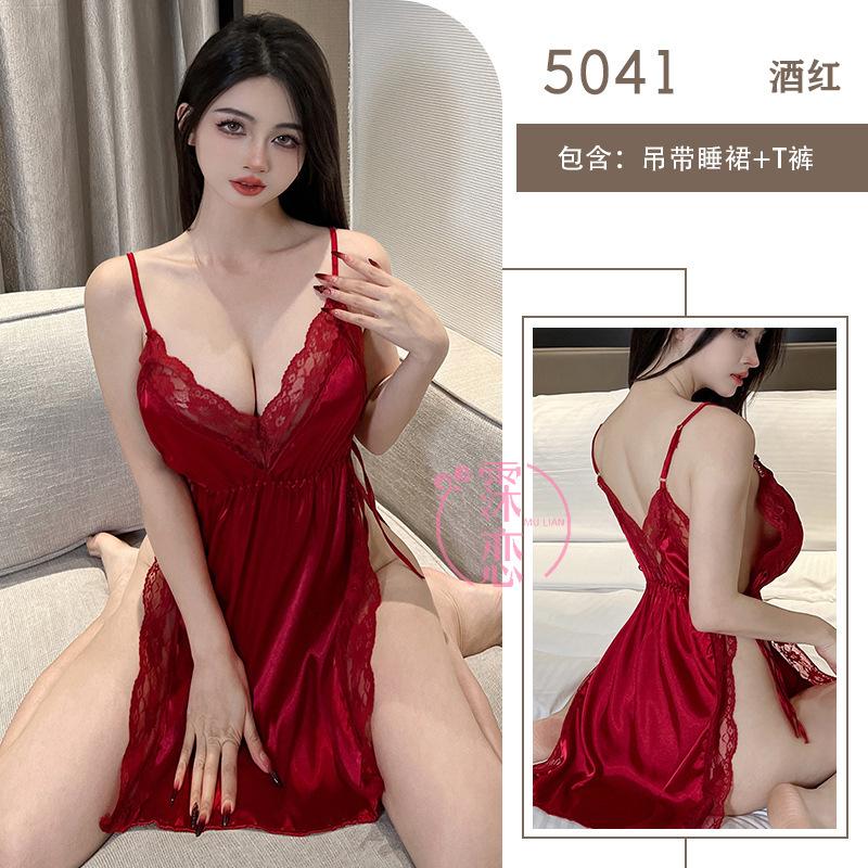 Sexy lingerie sexy straps suspender set lace slit bed temptation hot open file