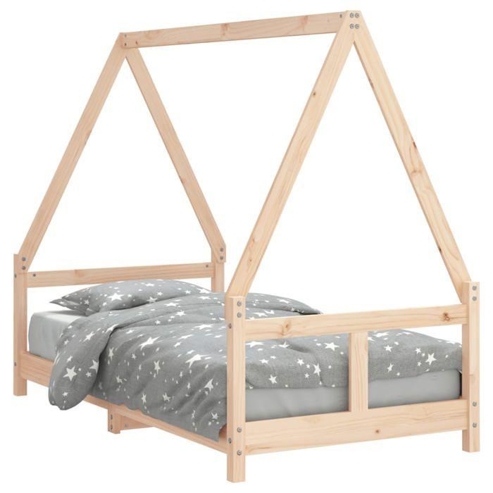 VidaXL Cadre de Lit pour Enfants, Lit Simple avec Sommier à Lattes, Meuble de Chambre à Coucher, Scandinave, Marron 80x160 834459