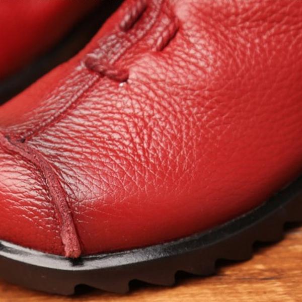 Dámské krátké kozačky z pravé kůže Plyš Retro Ležérní Podzim Zima Dámské Kozačky Voděodolné kožené teplé Sněhule