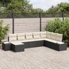 VidaXL 8-Piece Garden Sofa Set with Cushions Black Poly Rattan 3347177