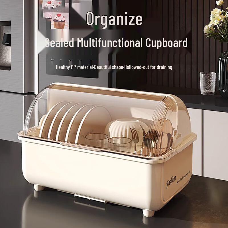 Kitchen Dish Drying & Storage Rack with Lid