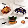 Shark Hair Claw Back Head Claw, Reinforced Clip with Elastic Base, Halloween Skull Bat Design Pumpkin Patterns for Bun Half-Tied Style Transparent