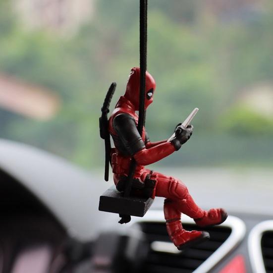 Anime Car Mirror Hanging Pendant Deadpool Ornaments Auto Functional Rear View Mirror Charm for Car Interior Decor Christmas Gift
