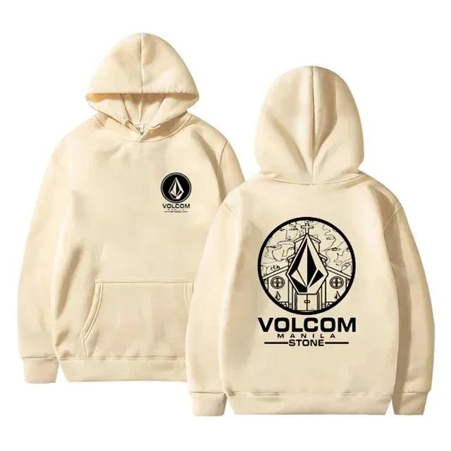 

Чоловічий модний худі Volcom Stone Двосторонній принт Осінь Зима Фліс Теплий Повсякденний Спортивний Оверсайз Топ Дихаючий Вуличний стиль Дорослий Светр L дубильна кора