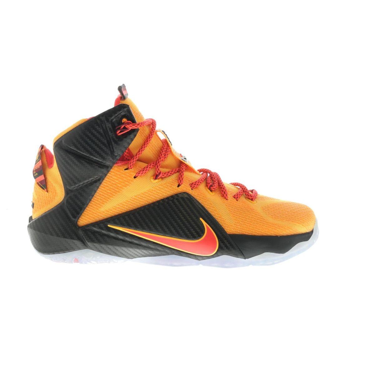 

Nike LeBron 12 CLE Men Sneakers Orange Laser-Orange Green-Glow-Black 684593-830