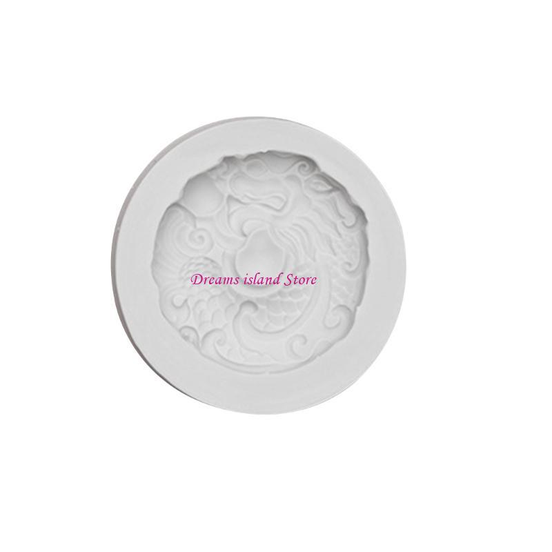 DIY Cake Biscuit-Cookies Resin Mold Round Dragon-Baking Mold Dessert Decoration HX6C
