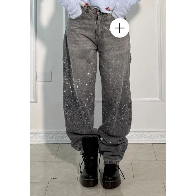 Diamond Jeans Casual Trousers for Women Y2K Women's Clothing Personality Fashion Star Street Wear Pants