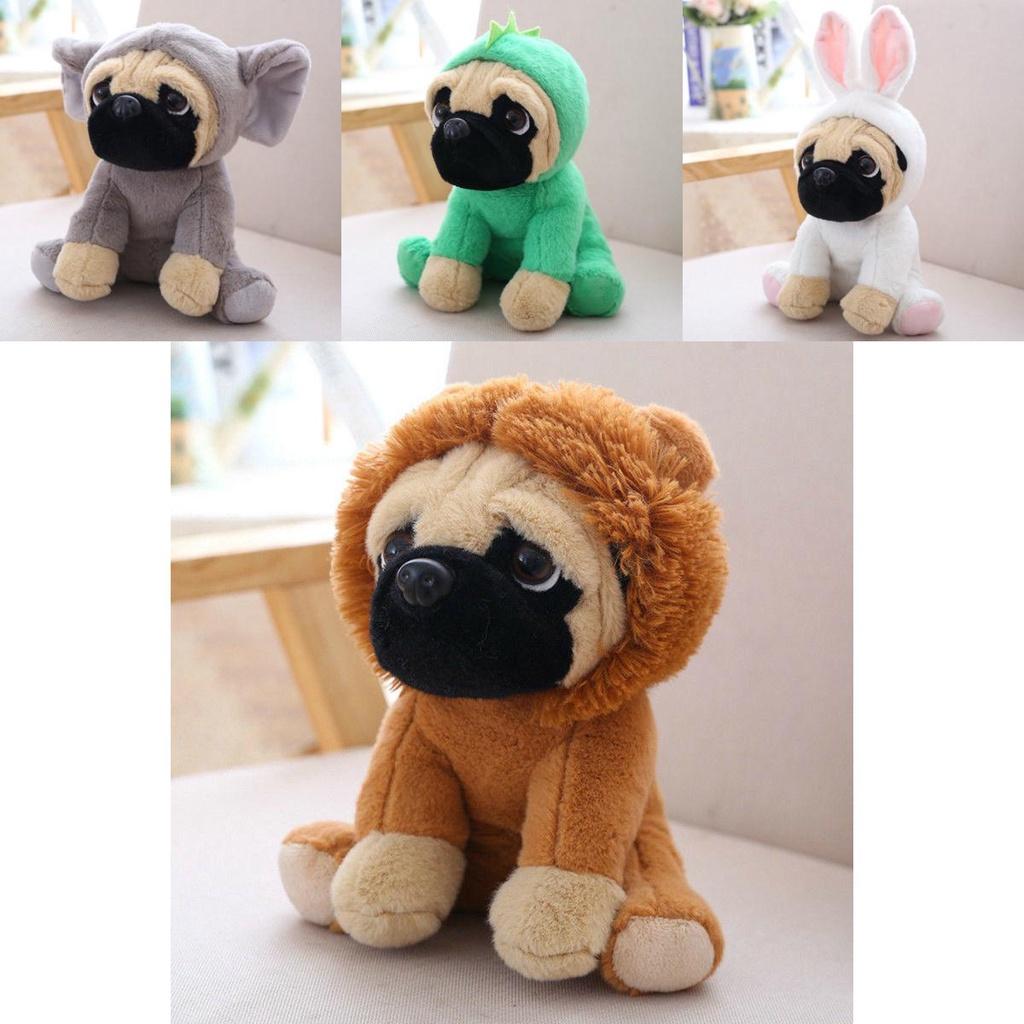 Adorable Large Plush Toys 8" Pug Dog In 7 Unique Costumes Cuddly Soft Toy