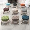 Living Room Footstools With Universal Swivel Caster Wheels Leather Small Rolling Stools Round PU Seat Metal Frame for Home & Office