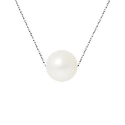 Necklace - - AAA+ Freshwater Cultured Pearls - 9-10 Mm - Natural White - 925 Silver