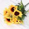 5/7/22 Heads Decorative Bright Yellow Real Touch Artificial Flower Fake Flores Bouquet Wedding Decoration Silk Sunflower