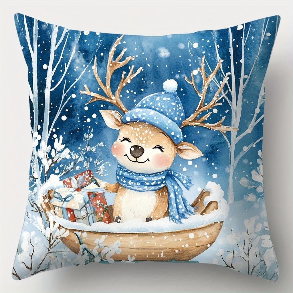 Weihnachtsdekor Kissenbezug niedlicher Weihnachtsmann Schneemann Reh Kissenbezug Sofakissenbezug Heimdekoration Neujahrsgeschenk
