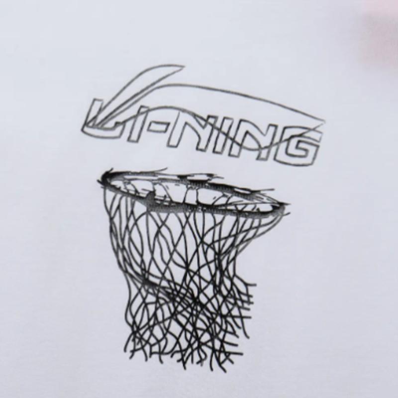 Li-Ning Printed Round Neck Short Sleeve T-Shirt And Striped Mid-Waist Five-Point Shorts Casual Sports Set Unisex Sets AHST467-1+YAPV001-1