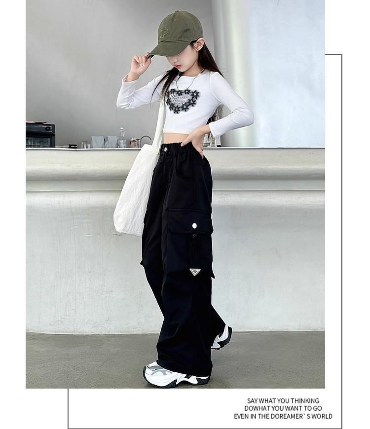 Mädchen Cargo Hose - 2025 Neuer Stil Frühling & Herbst, Lockeres gerades Bein für mittlere & große Kinder, Ideal für Tanz & Sommerbekleidung.