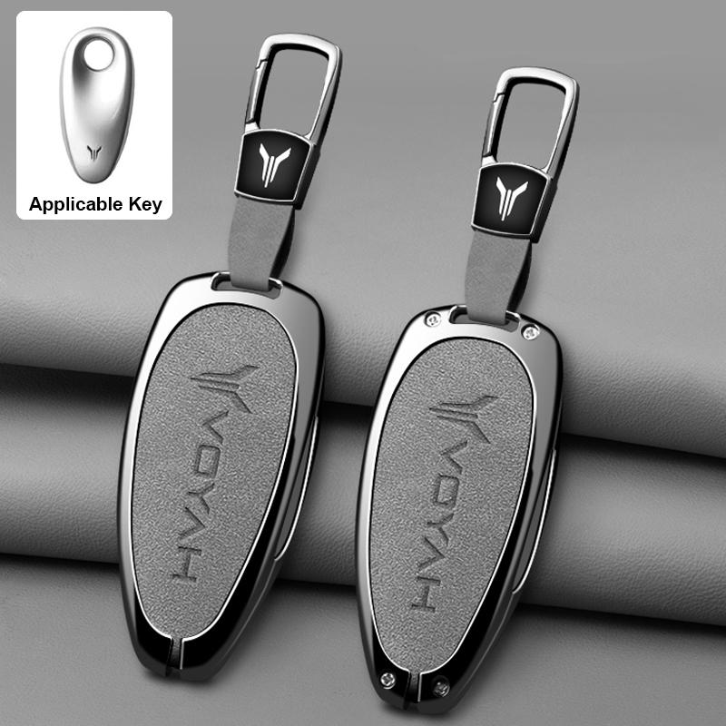 Sacoche pour clé de voiture en alliage de zinc et cuir, Étui de protection pour clé de voiture à distance Voyah Free I-Land Dreamer, Accessoires porte-clés de voiture gray
