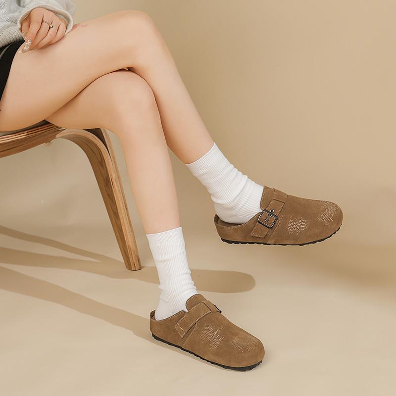 Fashion 2025 New Suede Shoes for Women Cork Footbed Sandals with Arch Support Fashion Nonslip Outdoor Beach Slippers Home Shoes
