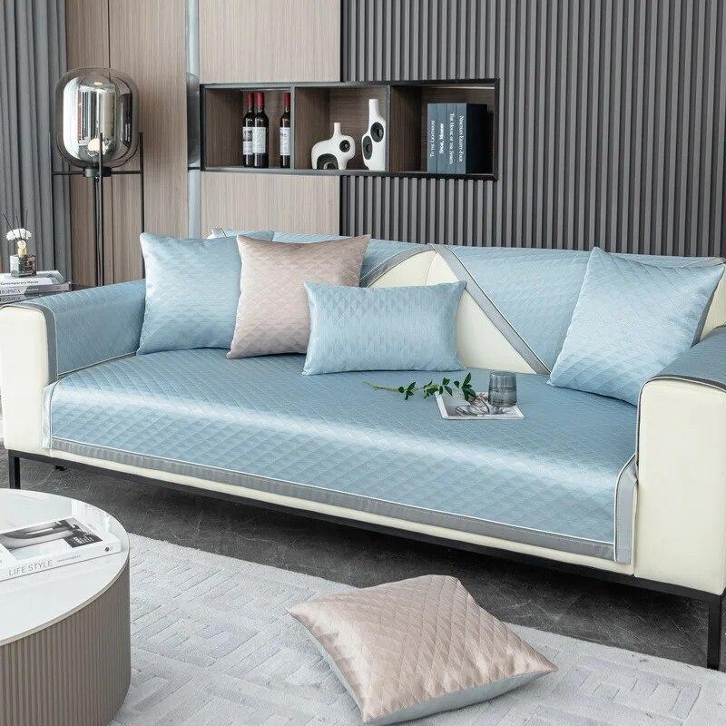 Summer Ice Silk Sofa Cover Cushion Non-Slip Cool Seat Cushion Washed Four Seasons Universal Cool Cushion Rattan Sofa Ice Cover