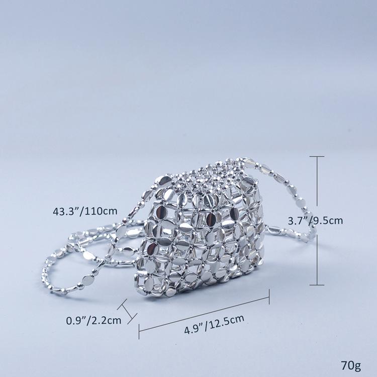 Retro Hand-Woven Sequin Beaded Shoulder Bag - Versatile Acrylic Phone Bag