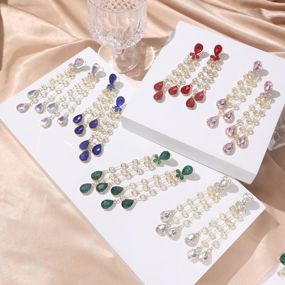 Creative Fashion Tassel Earrings With Crystal Accents For Women Summer Wear