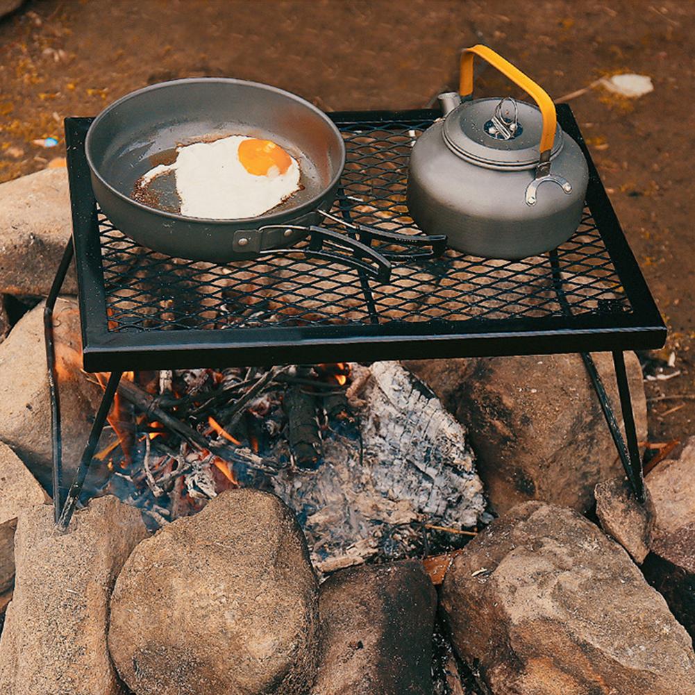 Táborový grilovací rošt Skládací táborový vařič Skládací nad ohniště Táborový gril Odolný pro venkovní BBQ Kempování