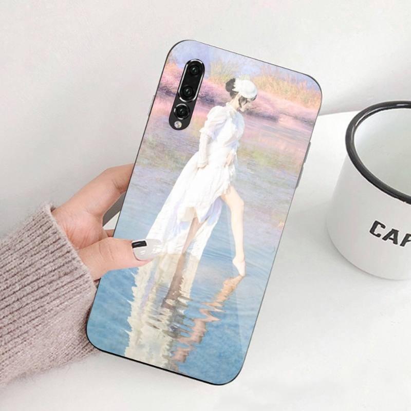 Ilustracja Malarstwo Olejne Artystyczne Etui na Telefon Dla Huawei P50 P40 P30 P20 Pro Mate 40 30 20 Pro Nova 9 8 7 PC Szkło Pokrowiec na Telefon