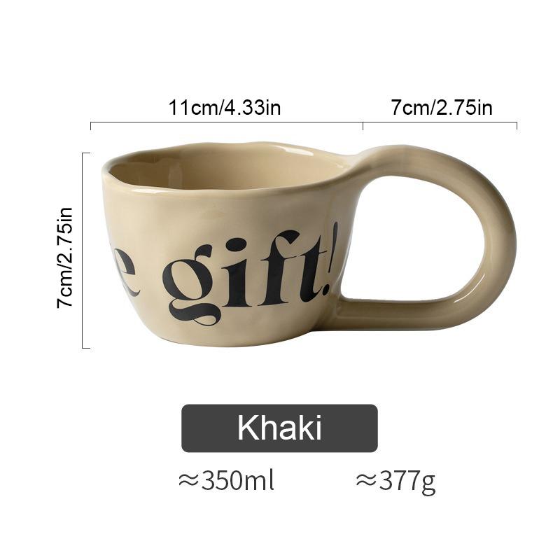350ml Large Capacity Ceramic Mug Hand Pinched Big Ears Home High Value Water Cup Milk Coffee Cup Couple Pair Gift Cup